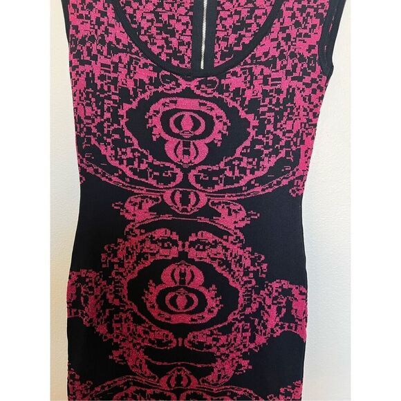 Berry Glitter & Black Bodycon Knit Bandage Sweater Mini Dress XOXO Vintage y2K S - Picture 3 of 6